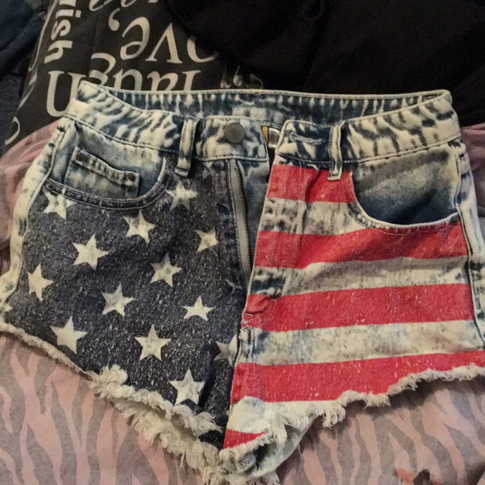 American Flag jean shorts